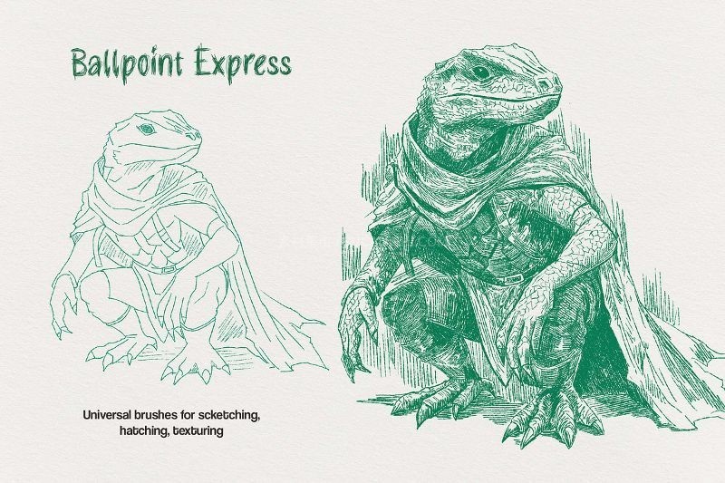 10支高仿真圆珠笔速写笔刷(Procreate/PS/AI/CSP)